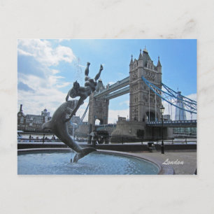 Girl with a Dolphin and Tower Bridge postcard