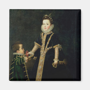 Girl with a dwarf, thought to be a portrait magnet
