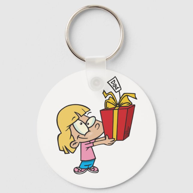 Girl With a Fathers Day Gift Keychain (Front)