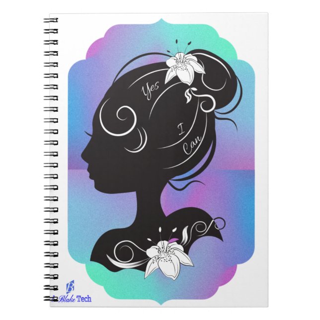 Girl with A Flower "Yes I Can" Spiral Notebook (Front)