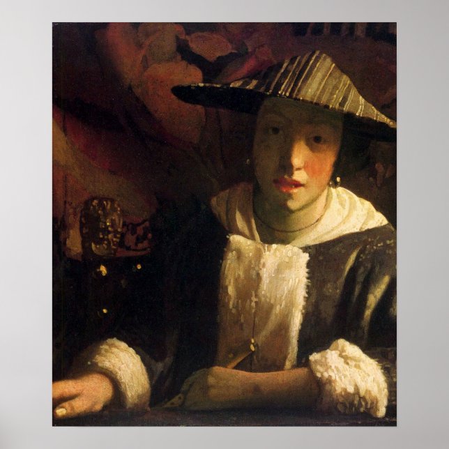Girl with a flute by Johannes Vermeer Poster (Front)