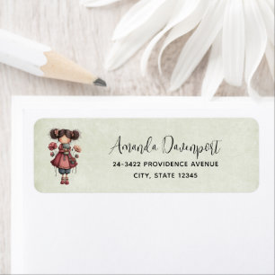 Girl with A Frog Doll Cute Whimsical Address Return Address Label