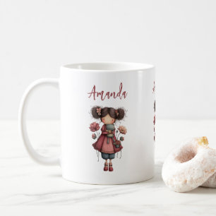 Girl with A Frog Doll Cute Whimsical Coffee Mug