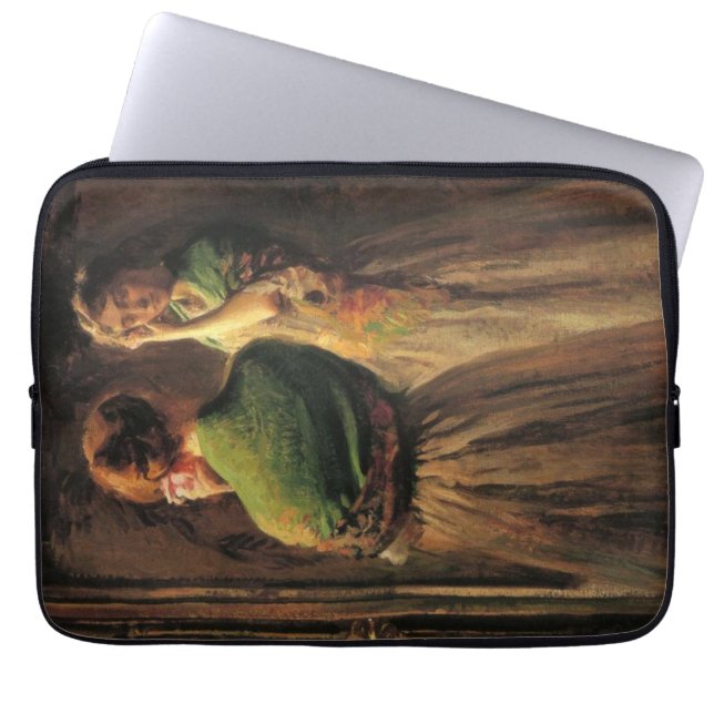 Girl With a Green Shawl (by Joseph DeCamp) Laptop Sleeve (Front)