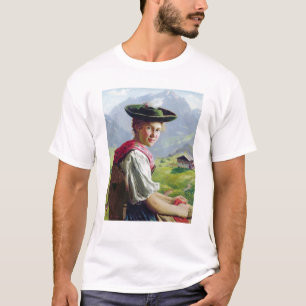 Girl with a Hat in Mountain Landscape T-Shirt