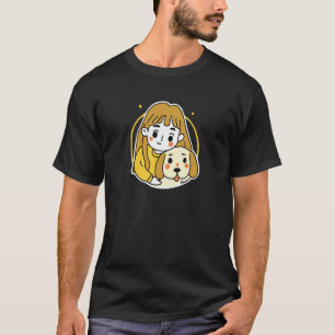 Girl with a Labrador Dog Cute Retriever Men Women T-Shirt