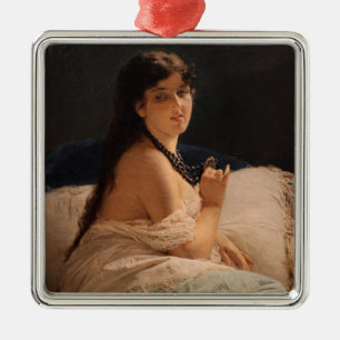 Girl with a Medallion (by Gerolamo Induno) Metal Ornament