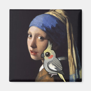 Girl with a Pearl Cockatiel Magnet