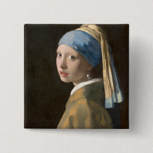 Girl with a Pearl Earring 15 Cm Square Badge