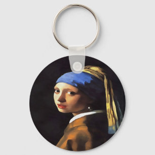 Girl with a Pearl Earring After Johannes Vermeer Key Ring