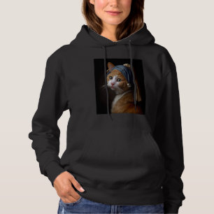 Girl With a Pearl Earring as a Ginger Cat Hoodie