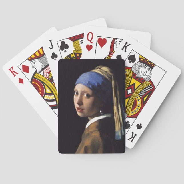 Girl With A Pearl Earring by Johannes Vermeer Playing Cards (Back)