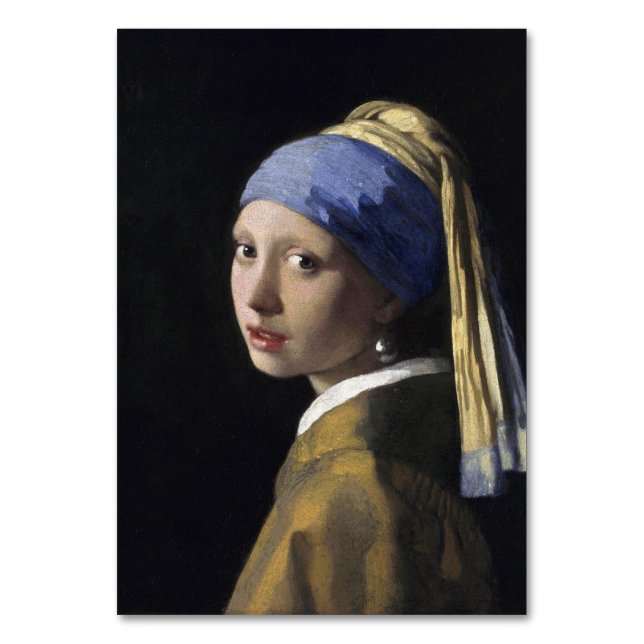 Girl with a Pearl Earring by Johannes Vermeer Table Number (Front)