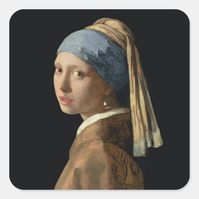 Girl with a Pearl Earring, c.1665-6 (oil on canvas Square Sticker (Front)