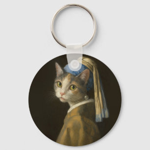Girl with a Pearl Earring Cat                      Key Ring