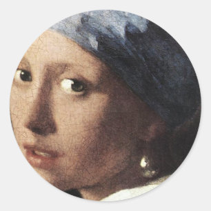 Girl With a Pearl Earring (detail) Classic Round Sticker