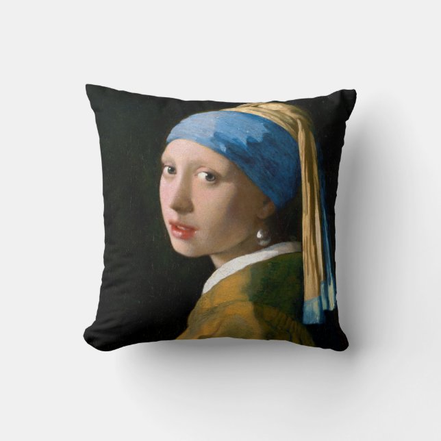 Girl with a Pearl Earring, Johannes Vermeer, 1665 Cushion (Front)