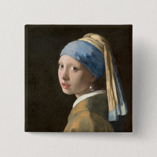 Girl with a Pearl Earring-Johannes Vermeer Art 15 Cm Square Badge