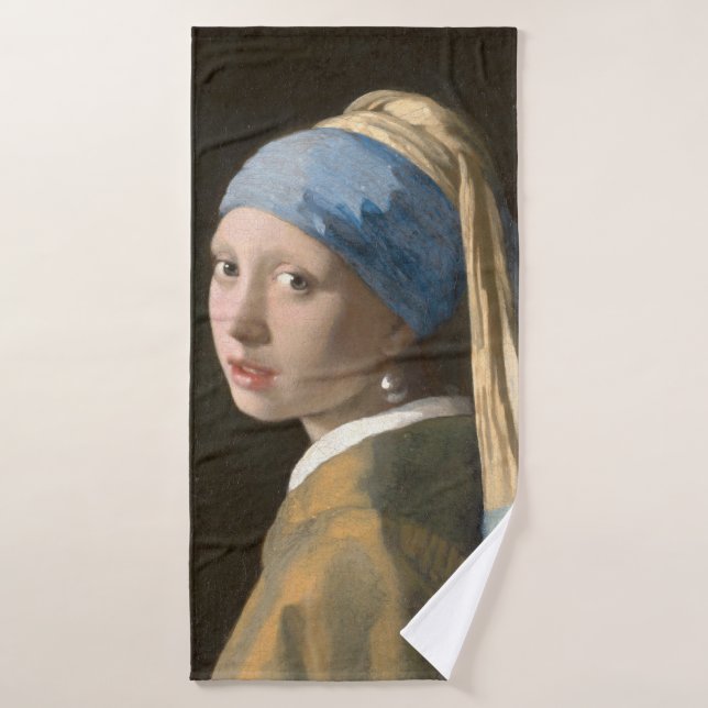 Girl with a Pearl Earring-Johannes Vermeer Art Bath Towel (Bath Towel)