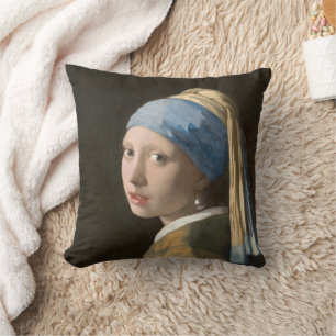 Girl with a Pearl Earring-Johannes Vermeer Art Cushion