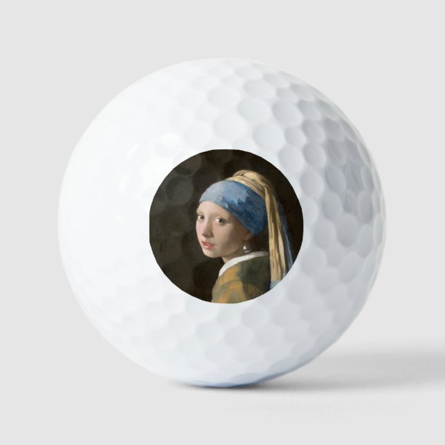 Girl with a Pearl Earring-Johannes Vermeer Art Golf Balls (Front)