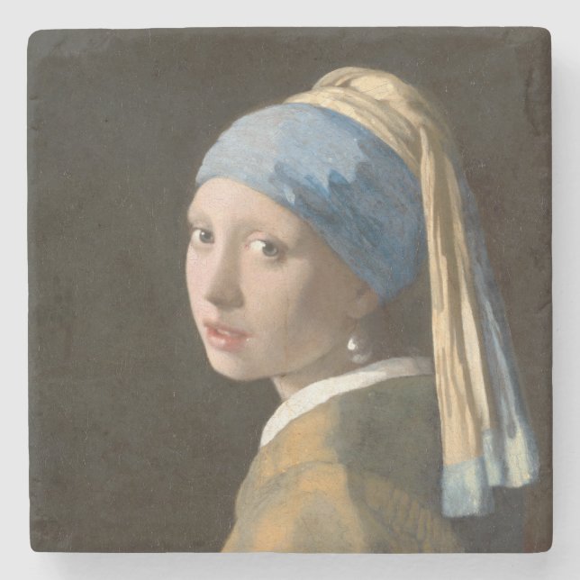 Girl with a Pearl Earring-Johannes Vermeer Art Stone Coaster (Front)