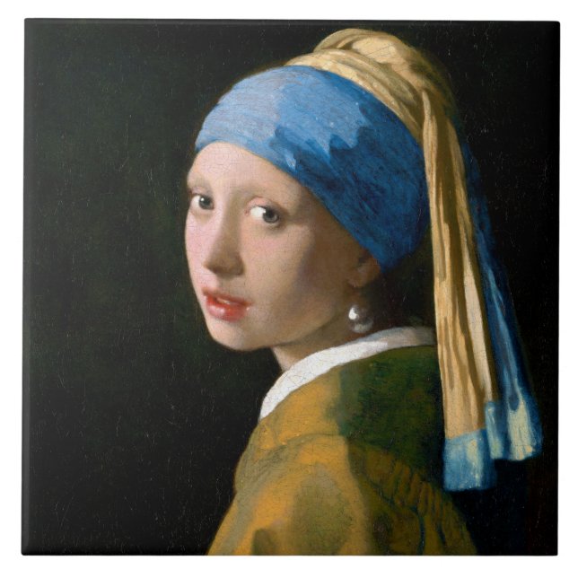Girl with a Pearl Earring, Johannes Vermeer Ceramic Tile (Front)