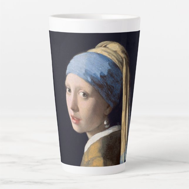 Girl with a Pearl Earring-Johannes Vermeer Latte Mug (Front)