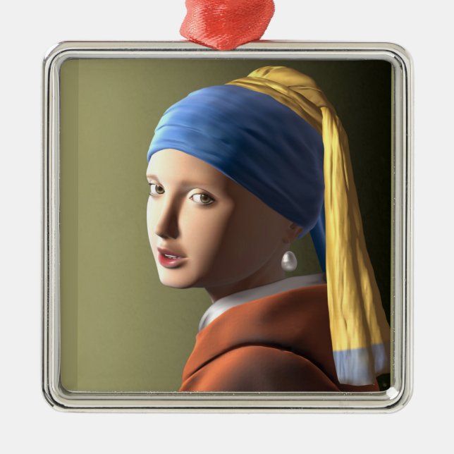 Girl with a pearl earring  metal ornament (Front)