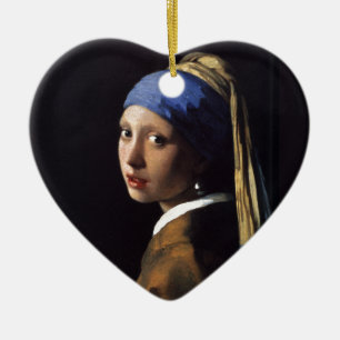 Girl with a Pearl Earring Painting by Vermeer Ceramic Ornament