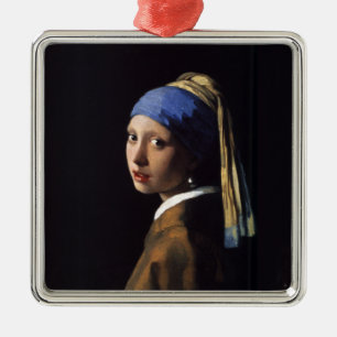 Girl with a Pearl Earring Painting Metal Ornament