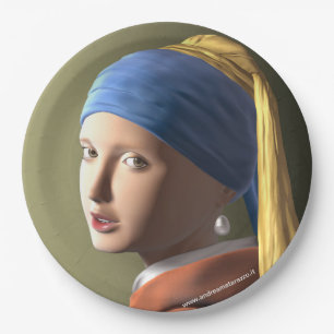 Girl with a pearl earring paper plate
