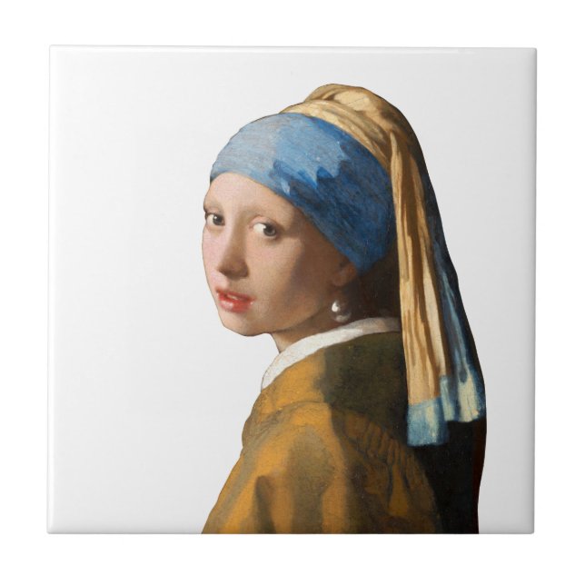 Girl with a Pearl Earring Portrait Painting Ceramic Tile (Front)