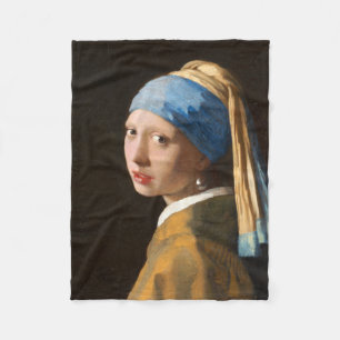 Girl with a Pearl Earring Portrait Painting Fleece Blanket