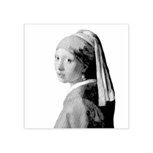 Girl with a Pearl Earring Portrait Painting Rubber Stamp
