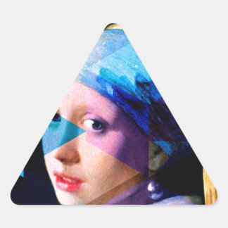 Girl with a pearl earring REMIXED Triangle Sticker