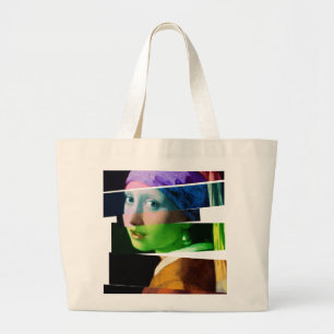 Girl with a pearl earring SPLICED Large Tote Bag