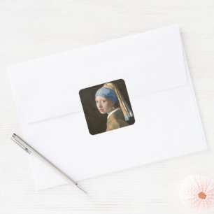 Girl with a pearl earring    square sticker