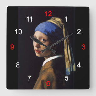 Girl with a Pearl Earring Square Wall Clock