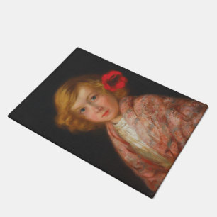 Girl With a Red Flower in Her Hair Doormat