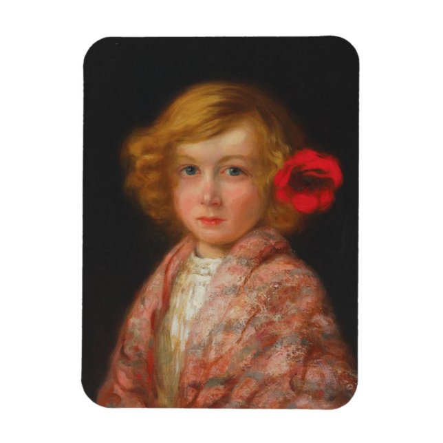 Girl With a Red Flower in Her Hair Magnet (Vertical)
