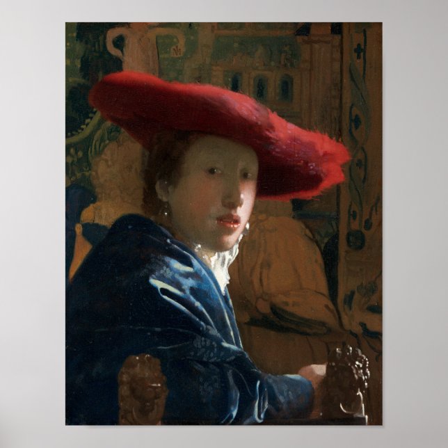 Girl with a Red Hat by Vermeer - Poster (Front)