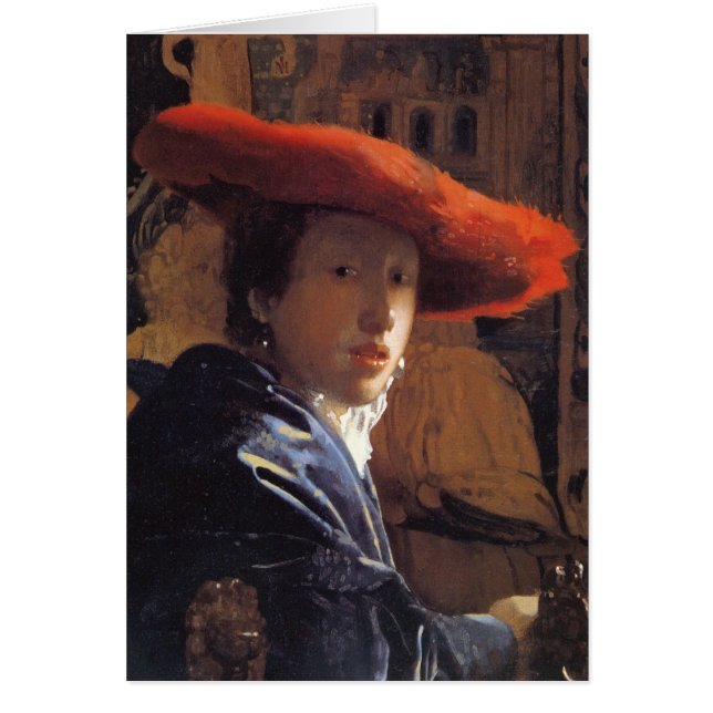 Girl with a Red Hat, c.1665 (oil on panel) (Front)