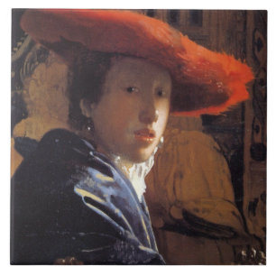 Girl with a Red Hat, c.1665 (oil on panel) Ceramic Tile