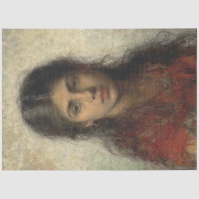 Girl With a Red Shawl (by Alexei Harlamoff) Tissue Paper (Front)