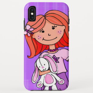 Girl with a soft toy rabbit and red hair iPhone XS max case