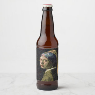 Girl With A Strawberry Earring Fine Art Spoof Beer Bottle Label
