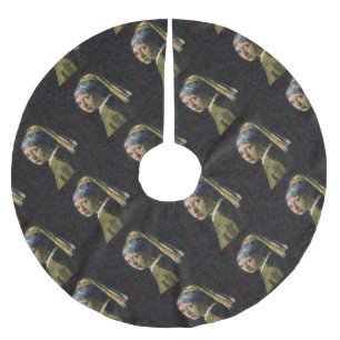Girl With A Strawberry Earring Fine Art Spoof  Brushed Polyester Tree Skirt