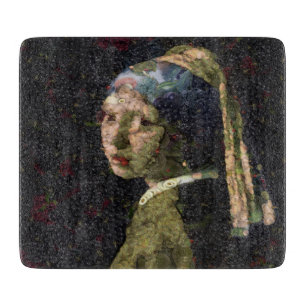 Girl With A Strawberry Earring Fine Art Spoof Cutting Board