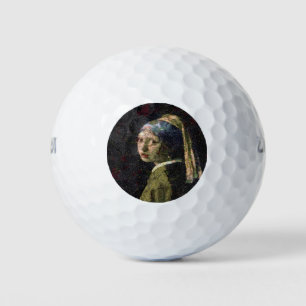 Girl With A Strawberry Earring Fine Art Spoof Golf Balls